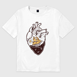 Футболка оверсайз женская Сердце корабля, цвет: белый