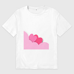 Футболка оверсайз женская Два сердца, цвет: белый