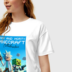 Футболка оверсайз женская Rick and Morty Minecraft - collaboration, цвет: белый — фото 2