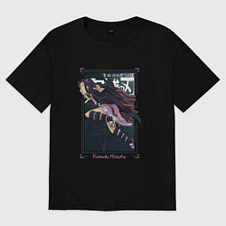 Футболка оверсайз женская Клинок рассекающий демонов: Незуко Камадо, цвет: черный
