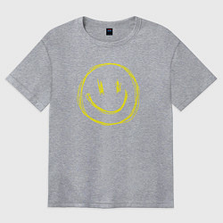 Футболка оверсайз женская Смайлик желтый, цвет: меланж