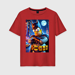 Футболка оверсайз женская Batsimpson - ai art collaboration, цвет: красный
