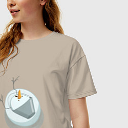 Футболка оверсайз женская Снеговик вид сверху, цвет: миндальный — фото 2