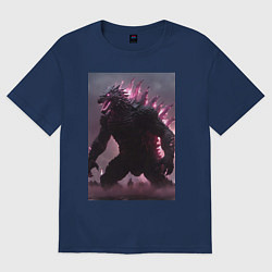 Футболка оверсайз женская Рев Годзиллы, цвет: тёмно-синий