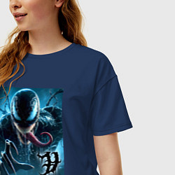 Футболка оверсайз женская Ужасный Веном - нейроарт фантазия, цвет: тёмно-синий — фото 2