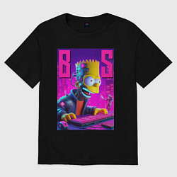 Футболка оверсайз женская Bart Simpson - cyber gamer, цвет: черный