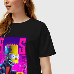 Футболка оверсайз женская Bart Simpson - cyber gamer, цвет: черный — фото 2