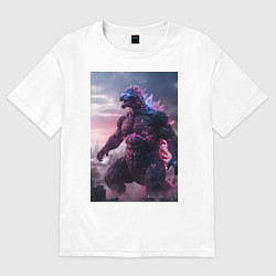 Футболка оверсайз женская Годзилла - король монстров, цвет: белый