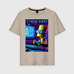 Футболка оверсайз женская Cyber Bart is an avid gamer, цвет: миндальный