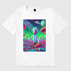 Футболка оверсайз женская Рик потерял Морти на грибной планете, цвет: белый