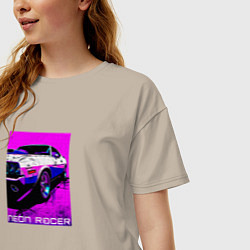 Футболка оверсайз женская Neon racer, цвет: миндальный — фото 2