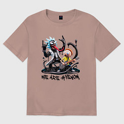 Футболка оверсайз женская Рок группа Рика-Венома и Морти, цвет: пыльно-розовый