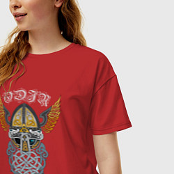 Футболка оверсайз женская Один в виде символики, цвет: красный — фото 2