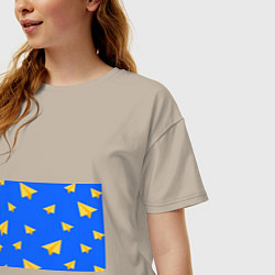 Футболка оверсайз женская Желтый самолетик, цвет: миндальный — фото 2