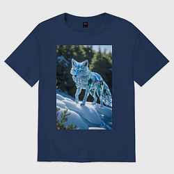 Футболка оверсайз женская Кристальный волк на снегу, цвет: тёмно-синий