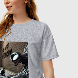 Футболка оверсайз женская Cat and Symbiote - we are Venom meme, цвет: меланж — фото 2