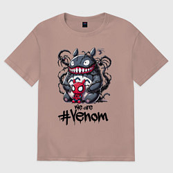 Футболка оверсайз женская Totoro-Venom and Spider-man, цвет: пыльно-розовый