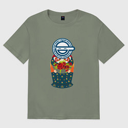 Футболка оверсайз женская Матрёшка смеющийся человек, цвет: авокадо