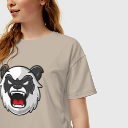 Футболка оверсайз женская Angry panda, цвет: миндальный — фото 2