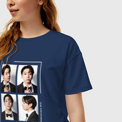 Футболка оверсайз женская Jungkook bts 4cut, цвет: тёмно-синий — фото 2