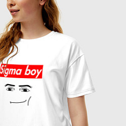 Футболка оверсайз женская Sigma boy roblox face - gaming meme collab, цвет: белый — фото 2