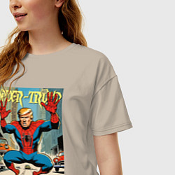 Футболка оверсайз женская Spider-Trump in New York, цвет: миндальный — фото 2