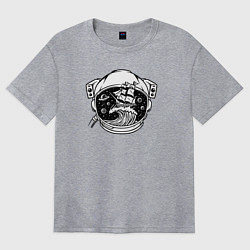 Футболка оверсайз женская Кораблик в скафандре, цвет: меланж