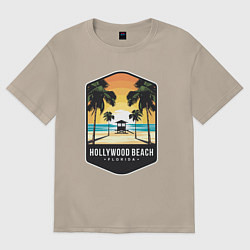 Футболка оверсайз женская Пляж Голливуда, цвет: миндальный