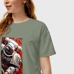 Футболка оверсайз женская Космодесантник в белом костюме, цвет: авокадо — фото 2