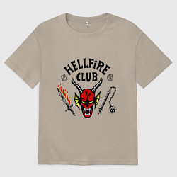 Футболка оверсайз женская Stranger things - hellfire club, цвет: миндальный