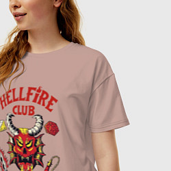 Футболка оверсайз женская Stranger things - hellfire club, цвет: пыльно-розовый — фото 2