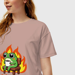 Футболка оверсайз женская Frog - this is fine, цвет: пыльно-розовый — фото 2