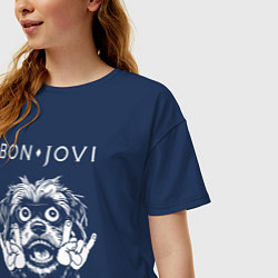 Футболка оверсайз женская Bon Jovi rock dog, цвет: тёмно-синий — фото 2