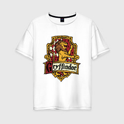 Футболка оверсайз женская Hogwarts - gryffindor logo, цвет: белый