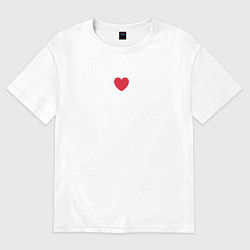 Футболка оверсайз женская Маленькое красное сердце love, цвет: белый