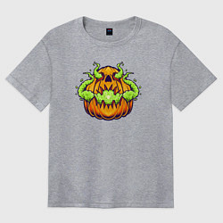 Футболка оверсайз женская Зловещая тыква, цвет: меланж