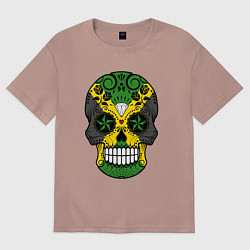 Футболка оверсайз женская Jamaica skull, цвет: пыльно-розовый