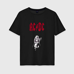 Футболка оверсайз женская AcDc - roook фильтр amaro, цвет: черный