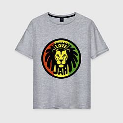 Футболка оверсайз женская Jamaica rasta lion, цвет: меланж