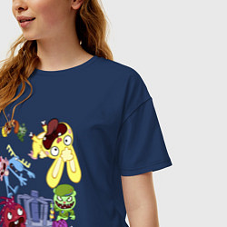 Футболка оверсайз женская Happy three friends - carousel, цвет: тёмно-синий — фото 2