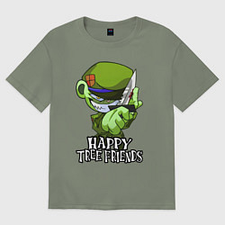 Футболка оверсайз женская Happy three friends - Flippy, цвет: авокадо