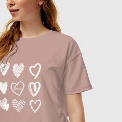Футболка оверсайз женская Hearts love hand draw, цвет: пыльно-розовый — фото 2