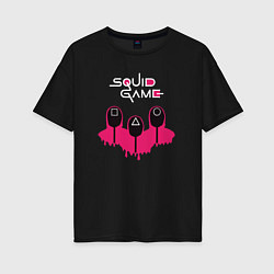 Футболка оверсайз женская Squid game soldiers, цвет: черный