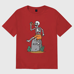 Футболка оверсайз женская Обед на кладбище, цвет: красный