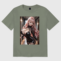 Футболка оверсайз женская Девушка в коридоре, цвет: авокадо