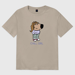 Футболка оверсайз женская Пара - Чилл девушка, цвет: миндальный