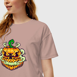 Футболка оверсайз женская Evil pumpkin, цвет: пыльно-розовый — фото 2