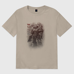 Футболка оверсайз женская Мощный космодесантник, цвет: миндальный