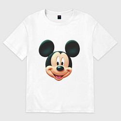 Футболка оверсайз женская Mickey mouse head, цвет: белый