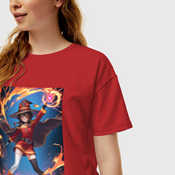 Футболка оверсайз женская Мегумин колдует взрывную магию, цвет: красный — фото 2